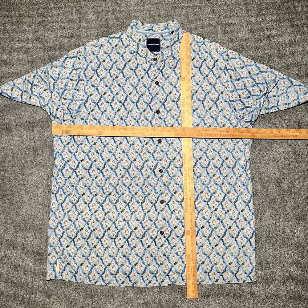 Tommy Bahama Silk Hawaiian Button Up Shirt Geometric Print Size XL TALL - Picture 5 of 8
